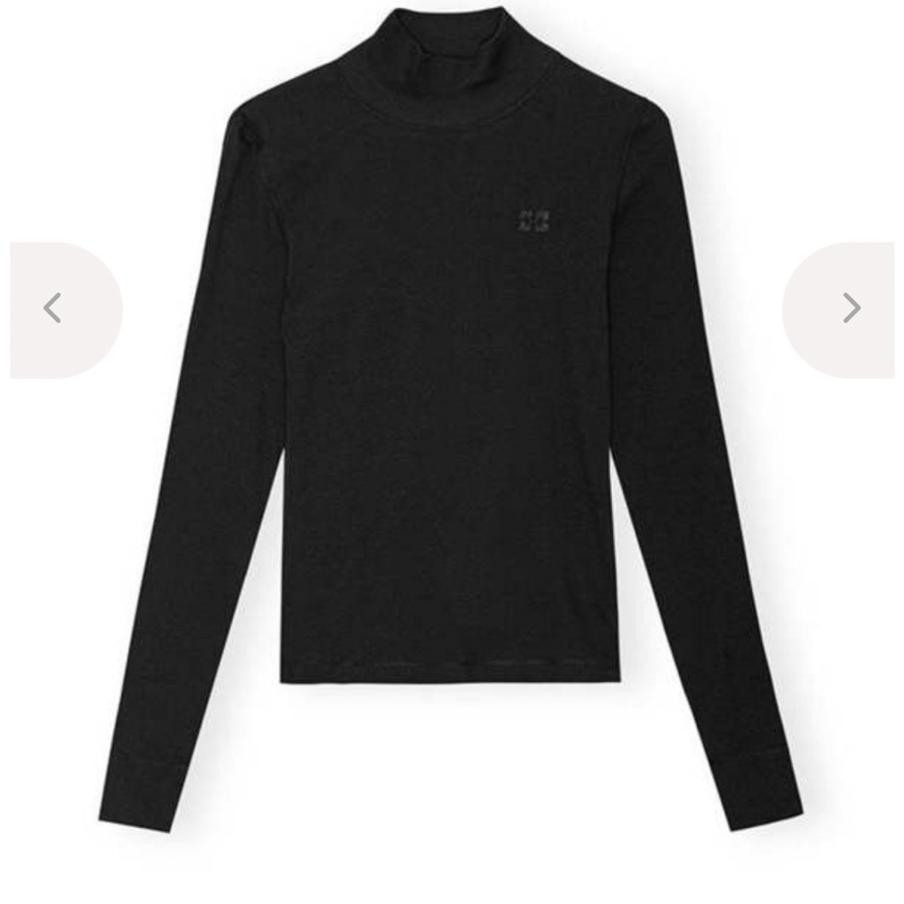 Ganni Long-Sleeve Mock Neck Top